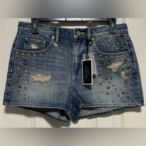 NWT Juicy Couture Black Label Mixed Metal Studded Shorts size 29
